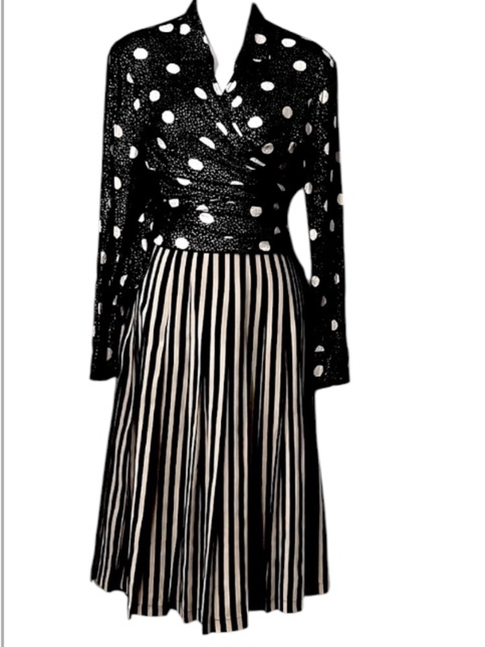 La Gatta Chic Italy Pleated Vertical Striped Midi Skirt Sz M